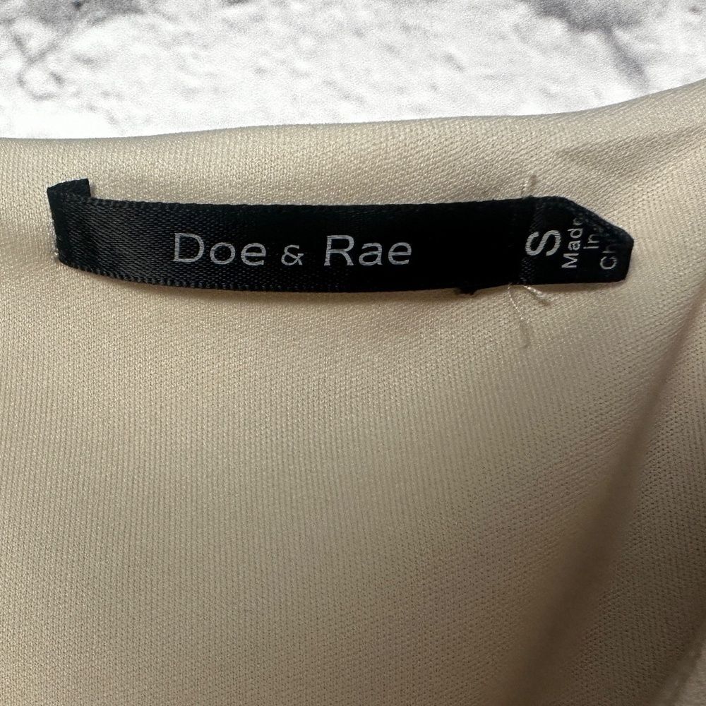 Doe & Rae Ivory Midi Dress‎ Sleeveless Sheer Hem Minimalist Shift Small - Picture 8 of 15